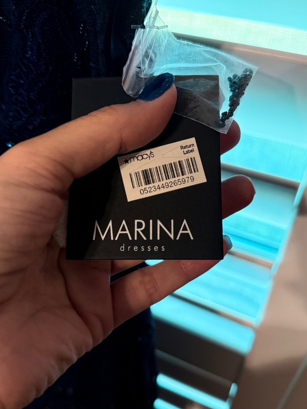 NWT Marina Navy Lace & Sequin V-Neck Dress - Picture 6 of 14